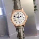 Copy Jaeger LeCoultre Rendez-Vous Classic Date Rose Gold Gray Leather Strap 33mm
